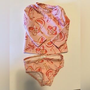 Carter's Pink Flamingo Print Long-Sleeve Rashguard Set